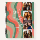 4 FotoCollage - Retrowellen - riesiger Name Notizblock (Vorderseite)