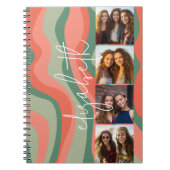 4 FotoCollage - Retrowellen - riesiger Name Notizblock (Vorderseite)