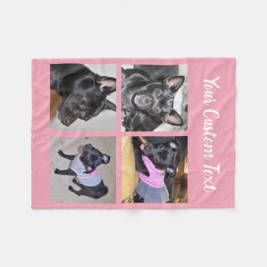 4 FotoCollage| Rosa Fleece Dog Blanket (Vorderseite (Horizontal))
