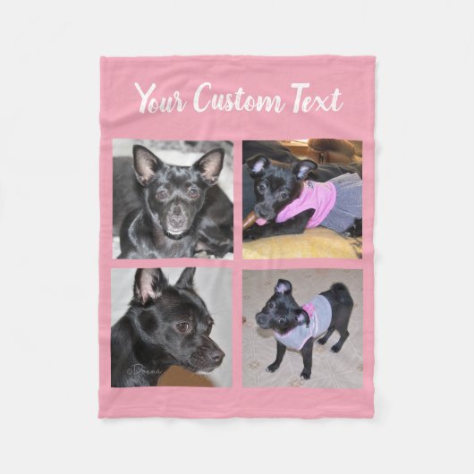 4 FotoCollage| Rosa Fleece Dog Blanket (Vorderseite)