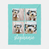 4 FotoCollage - Sie können die Farbe blau pink bea Fleecedecke (Vorderseite)