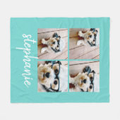 4 FotoCollage - Sie können die Farbe blau pink bea Fleecedecke (Vorderseite (Horizontal))