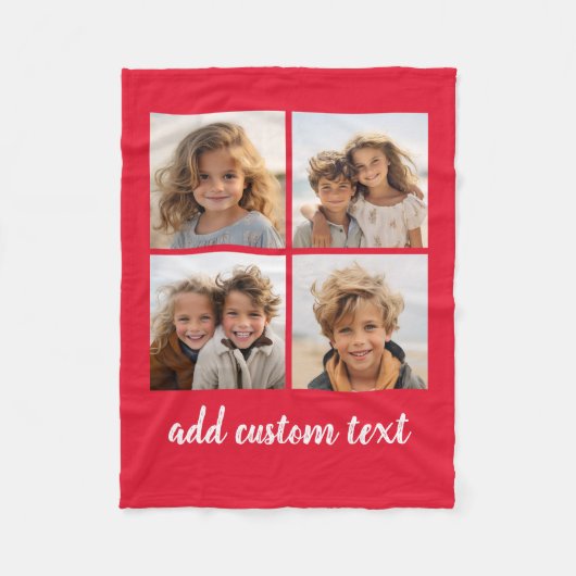 4 FotoCollage - Sie können die Hintergrundfarbe än Fleecedecke (Vorderseite)