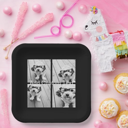 4 FotoCollage - Sie können die Hintergrundfarbe än Pappteller (Party)