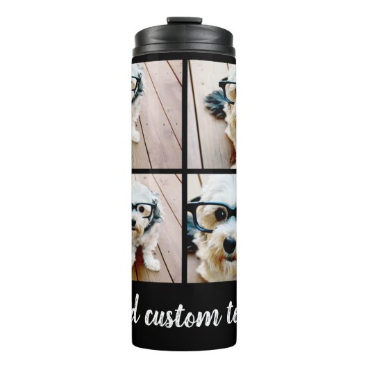 4 FotoCollage - Sie können die Hintergrundfarbe än Thermosbecher (Vorderseite)