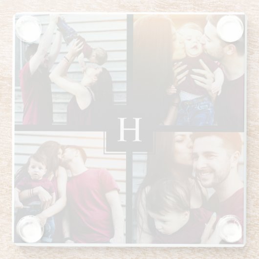 4-FotoCollage und Monogramm Glasuntersetzer (Rückseite)