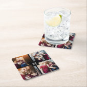 4-FotoCollage und Monogramm Rechteckiger Pappuntersetzer (Vor Ort)