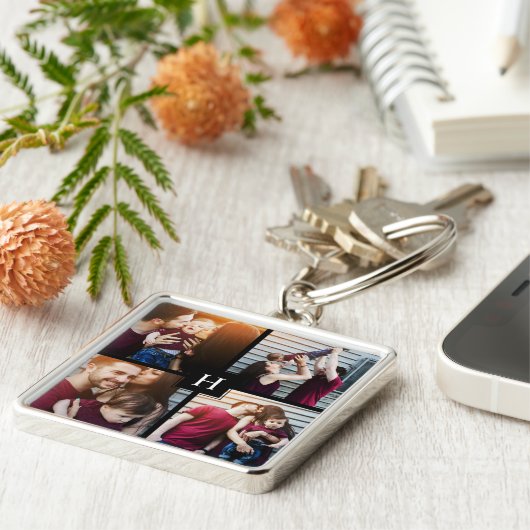 4-FotoCollage und Monogramm Schlüsselanhänger (Seite)