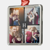 4-FotoCollage und Monogramm Silbernes Ornament (Links)