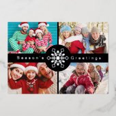 4 FotoCollage Weihnachten Folien Feiertagskarte (Vorderseite)