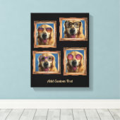 4 Fotoklebstoff Vintage Rahmen Hunde Haustiere Fam Leinwanddruck (Insitu (Holzboden))