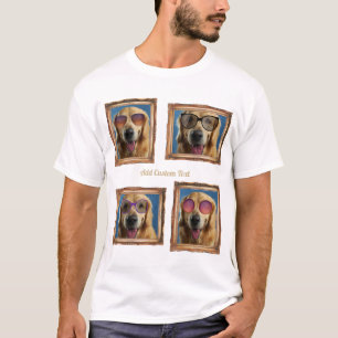 4 Fotoklebstoff Vintage Rahmen Hunde Haustiere Fam T-Shirt