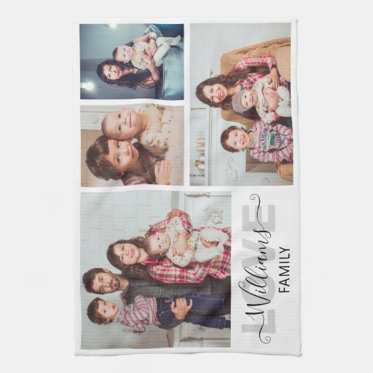 4 Fotokollagenfamilie Personalisiert Geschirrtuch (Vertikal)