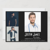 4 Fotomännliche vorbildliche Einladung (Rückseite)