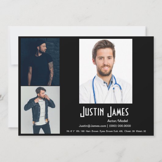 4 Fotomännliche vorbildliche Einladung (Rückseite)