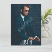 4 Fotomännliche vorbildliche Einladung (Stehend Vorderseite)