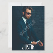 4 Fotomännliche vorbildliche Einladung (Vorderseite)