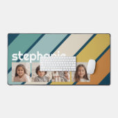 4 Fotomaterial Retro Strip - blau und gold Schreibtischunterlage (Tastatur & Maus)