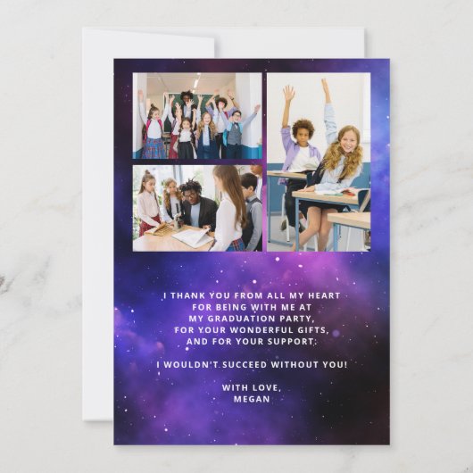 4 Fotos 8. Klasse Graduate Klasse Neon Jahr Dankeskarte (Rückseite)