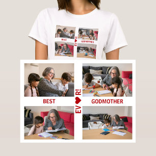 4 Fotos Best Godmutter Ever Herzklosett FotoCollag T-Shirt