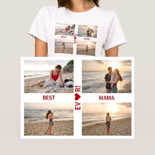 4 Fotos Best Mama Ever Heart Foto Collage Mama T-Shirt