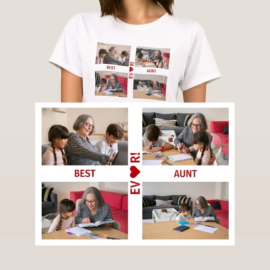 4 Fotos Beste Tante pro Herz Liebe FotoCollage T-Shirt