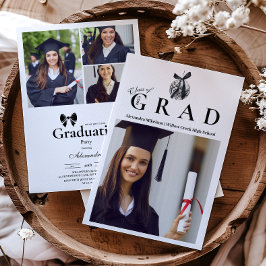 4 Fotos Black Bow Disco Ball Graduation Party Einladung