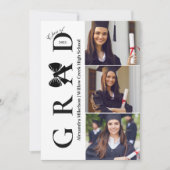 4 Fotos Black Bow Graduation Party Einladung (Vorderseite)