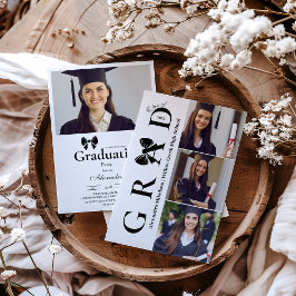 4 Fotos Black Bow Graduation Party Einladung