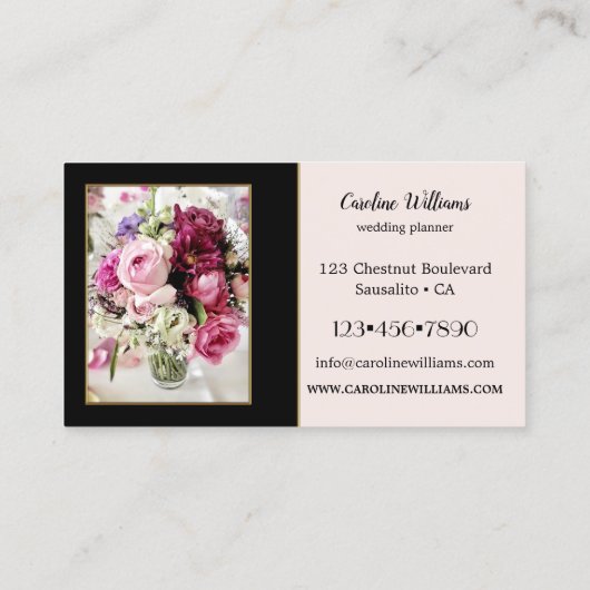 4 Fotos Black Gold Hochzeitsplaner Visitenkarte (Rückseite)