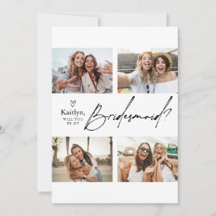 4 Fotos Bridesmaid Vorschlag für eine Karte Vorlag