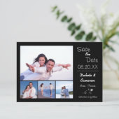 4 Fotos Collage Black - 3x5 Save the Date (Stehend Vorderseite)