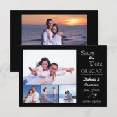 4 Fotos Collage Black - 3x5 Save the Date (Vorne/Hinten)