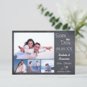 4 Fotos Collage Chalkboard - 3x5 Save the Date (Stehend Vorderseite)