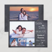 4 Fotos Collage Chalkboard - 3x5 Save the Date (Vorne/Hinten)