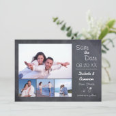4 Fotos Collage Chalkboard - Save the Date (Stehend Vorderseite)