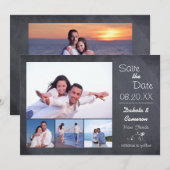 4 Fotos Collage Chalkboard - Save the Date (Vorne/Hinten)