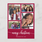 4 Fotos Collage Elegante Script Frohe Weihnachten Postkarte (Vorderseite)