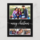 4 Fotos Collage Frohe Weihnachten Moderne Schwarz Postkarte (Vorderseite)