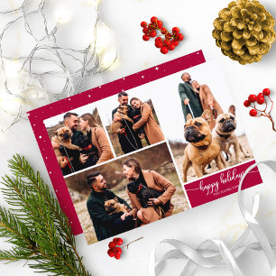 4 Fotos Collage Frohe Weihnachten modernes Weihnac Einladung