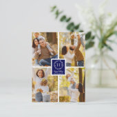 4 Fotos Collage Happy Holidays Christmas Blue Postkarte (Stehend Vorderseite)