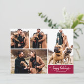 4 Fotos Collage Happy Holidays Moderne Weihnachten Einladung (Stehend Vorderseite)