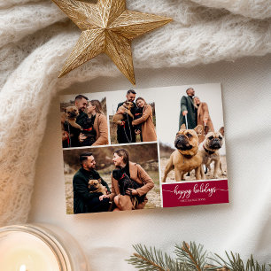 4 Fotos Collage Happy Holidays Moderne Weihnachten Postkarte