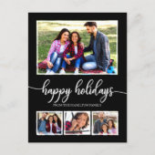 4 Fotos Collage Happy Holidays Modernes Black Postkarte (Vorderseite)