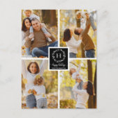 4 Fotos Collage Happy Holidays Weihnachten Schwarz Postkarte (Vorderseite)