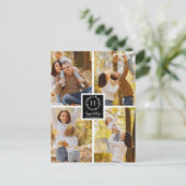 4 Fotos Collage Happy Holidays Weihnachten Schwarz Postkarte (Stehend Vorderseite)