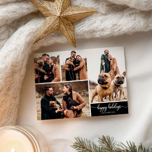 4 Fotos Collage Happy Holidays Weihnachten Schwarz Postkarte
