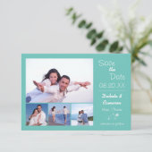 4 Fotos Collage Light Blue - 3x5 Save the Date (Stehend Vorderseite)