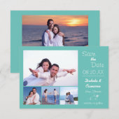 4 Fotos Collage Light Blue - 3x5 Save the Date (Vorne/Hinten)