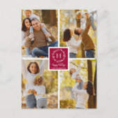 4 Fotos Collage Monogram Happy Holidays Weihnachte Postkarte (Vorderseite)